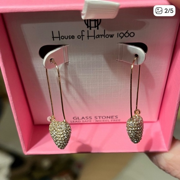 House of Harlow 1960 Gold Heart Earrings - Picture 2 of 5